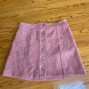 Pink faux suede skirt